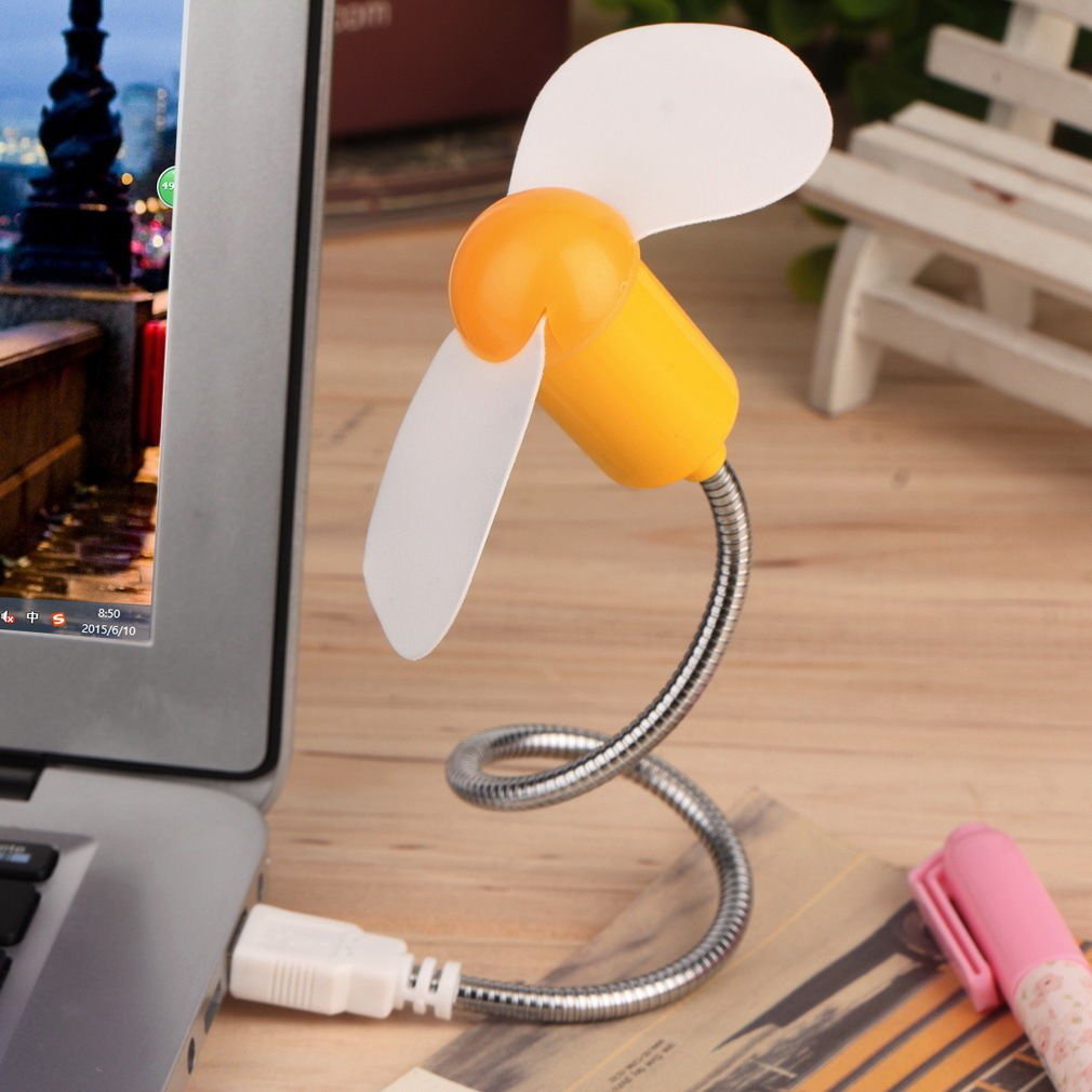 Yellow Flexible USB Mini Cooling Fan Cooler For Laptop Desktop PC Computer DB