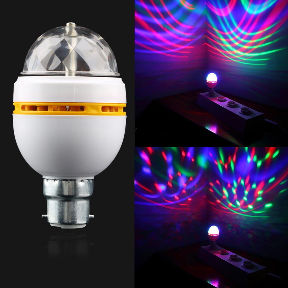 B22 3W RGB Crystal Ball Coloful Rotating LED Stage Light Bulbs Disco Party Lamp db