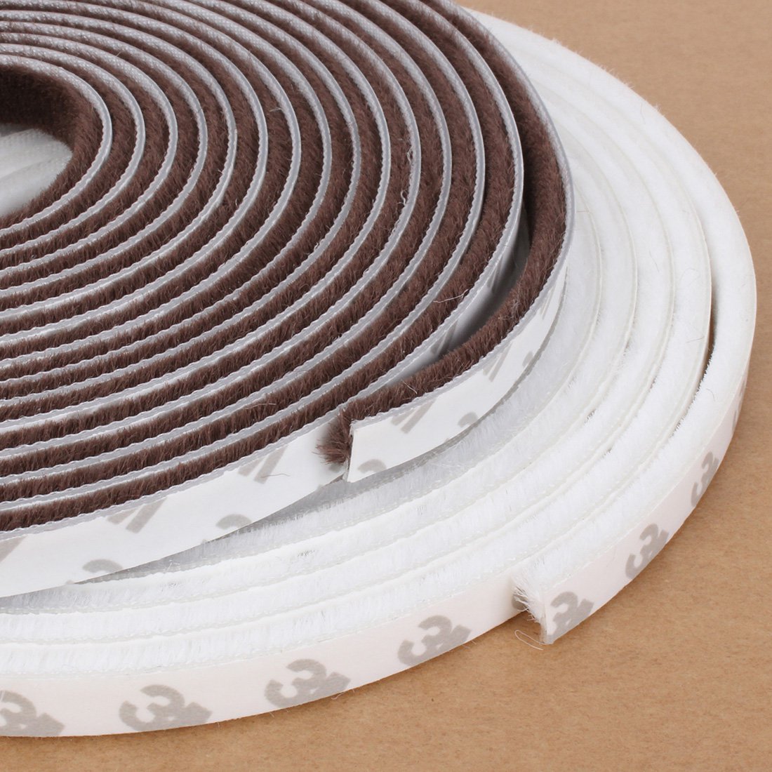 5m Self Adhesive Draught Excluder Brush Window Pile Seal Film Door Weather Strip Brown Color
