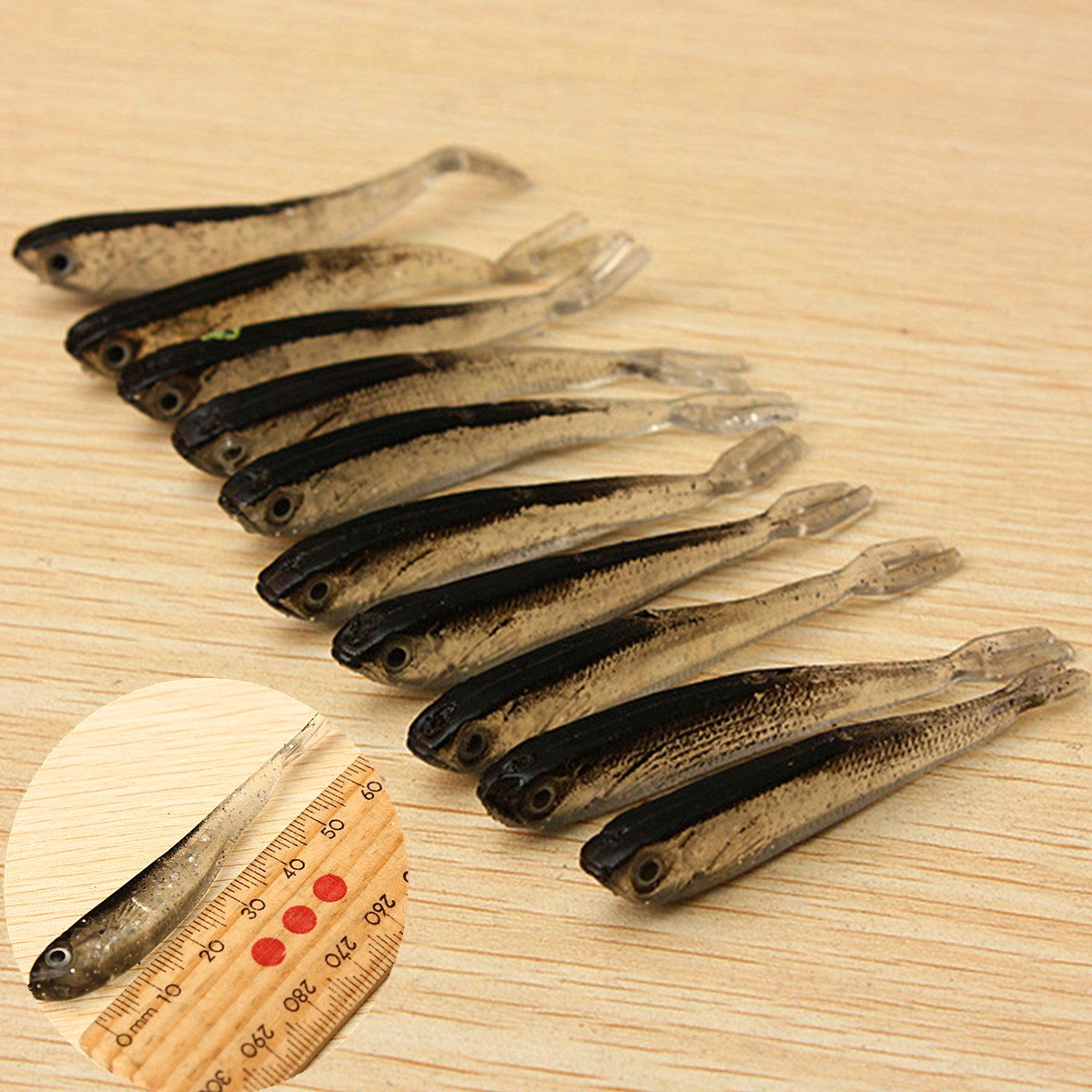 10pcs 80mm Soft Silicone Tiddler Bait Fluke Fish Fishing Lure Saltwater Lures DB