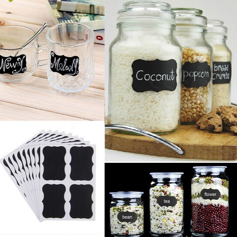 36pcs Removable Chalkboard Blackboard Cup Jar Jam Label Wall Sticker Decal Tags db