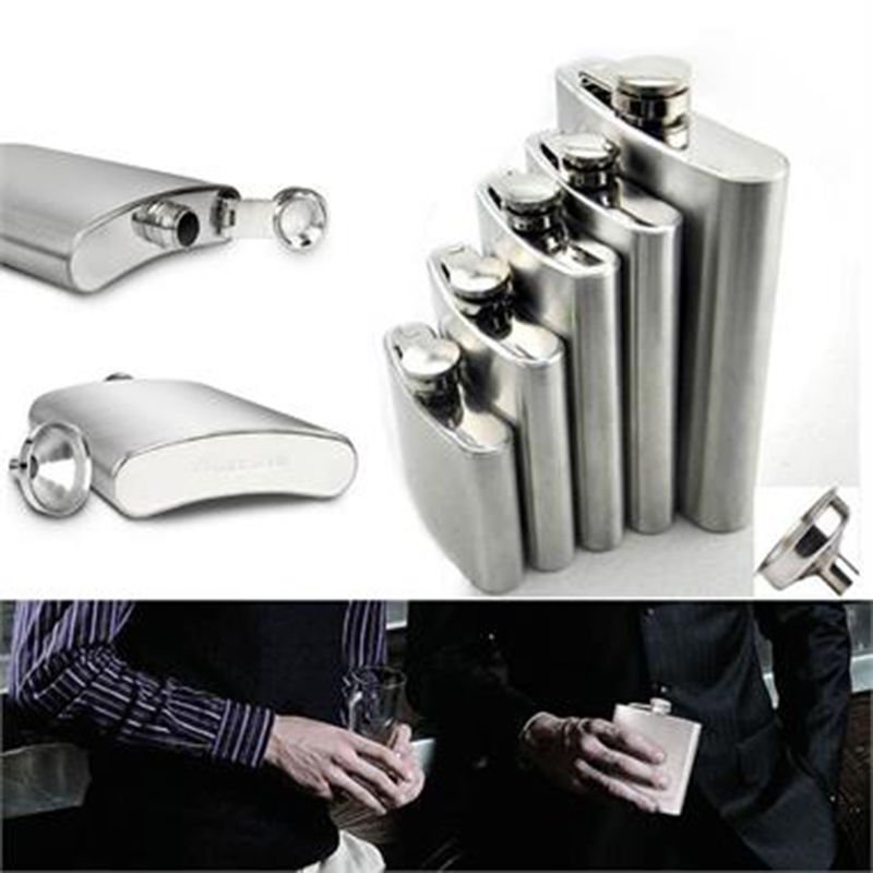 Stainless Steel Hip Liquor Whiskey Alcohol Flask 10 oz Bottle + Screw Cap