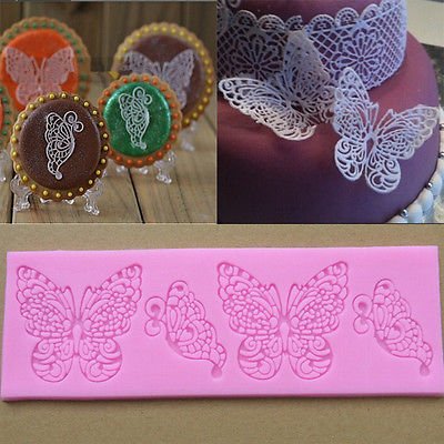 Cake Decorating Lace Mold Maker Fondant Silicone Mold Butterfly Gum Paste Tools Random Color