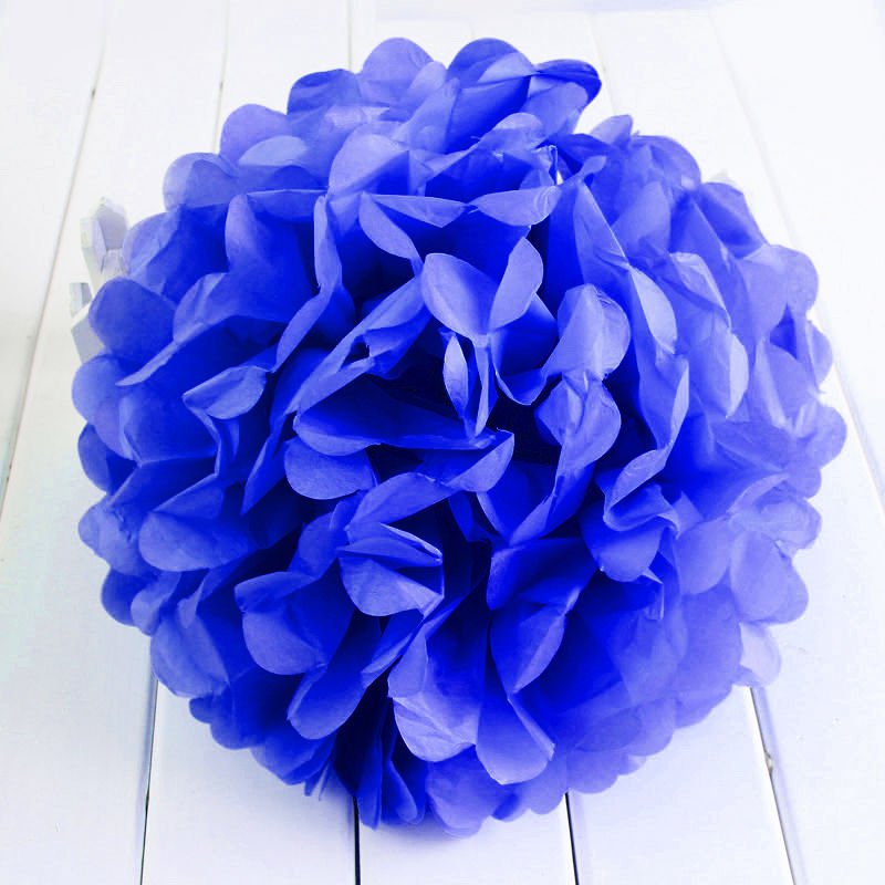2 Pcs Blue 10'' Wedding Party Home Birthday Tissue Paper Pom Poms Flower Balls Décor db