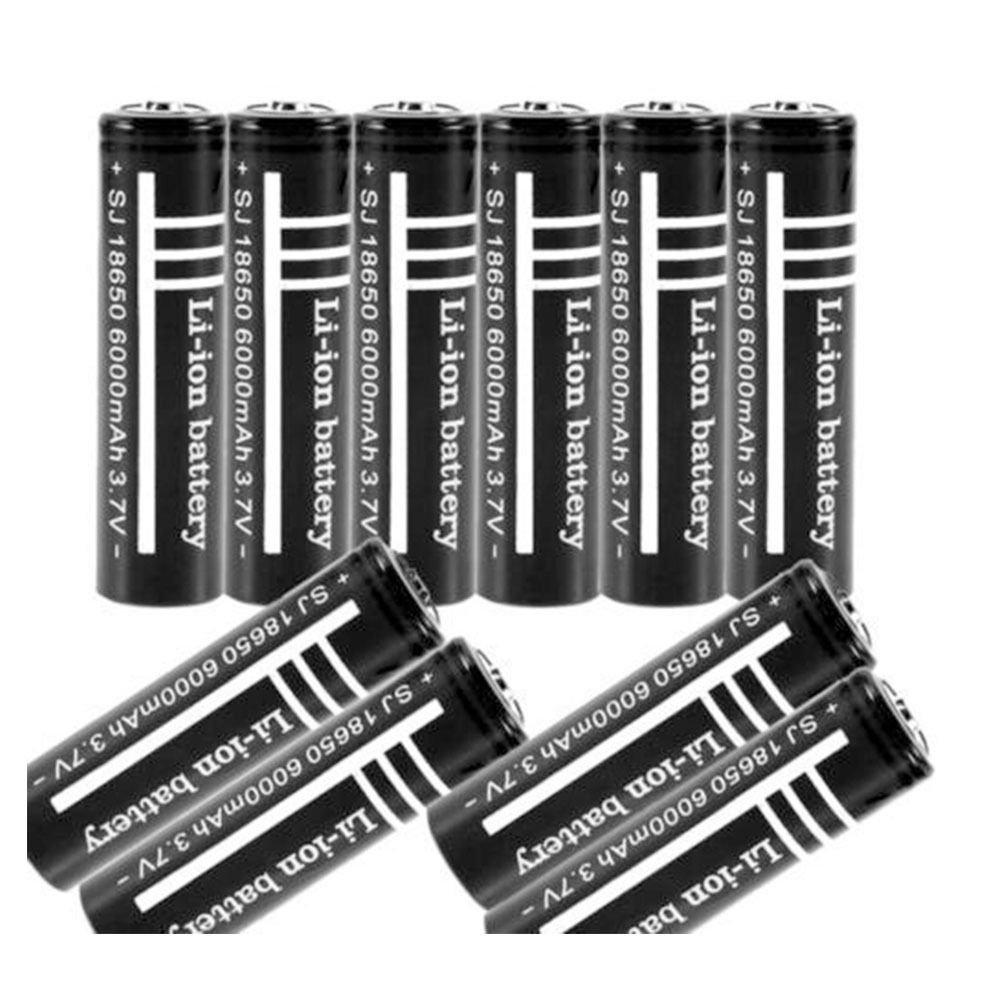 10pcs 3.7V 6000mAh 18650 Li-ion Rechargeable Battery for UltraFire Flashlight dbdb