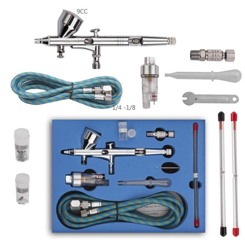 Pro Dual Action 3 Airbrush Air Compressor Kit Craft Cake Paint Art Spray Gun DB