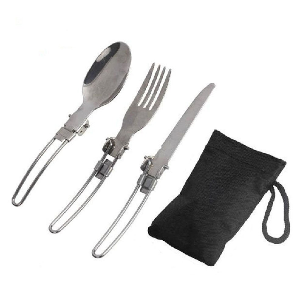 3-in-1 Outdoor Travel Camping Utensil Set Foldable Knife Fork Spoon Flatware db