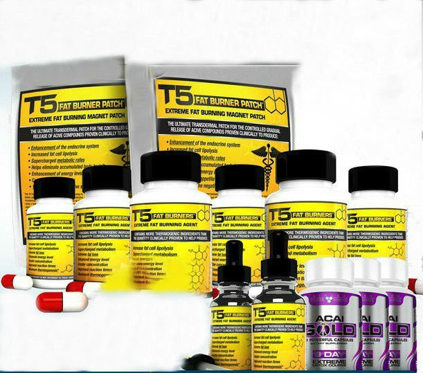 T5 FAT BURNERS MEGA BUNDLE -STRONGEST DIET /SLIMMING PILLS +PATCH +DETOX +SERUM