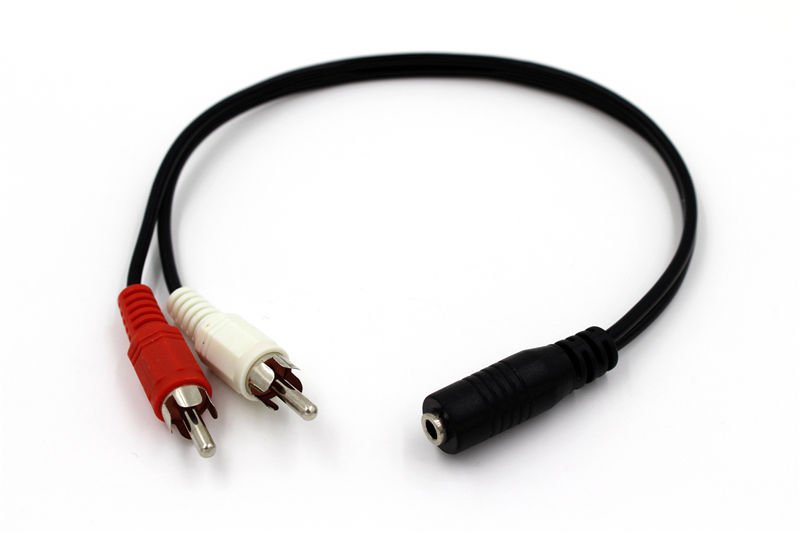 2-RCA Male Plug to 3.5mm Female Aux Audio Headphone Jack Converter Adapter Cable db