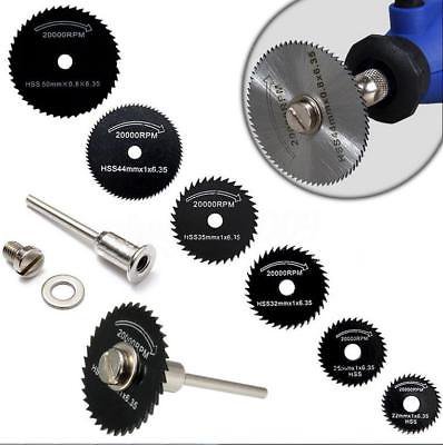 6Pcs HSS Saw Blades & 1 Mandrel For Metal Rotary Tool Cutting Discs Wheel MN
