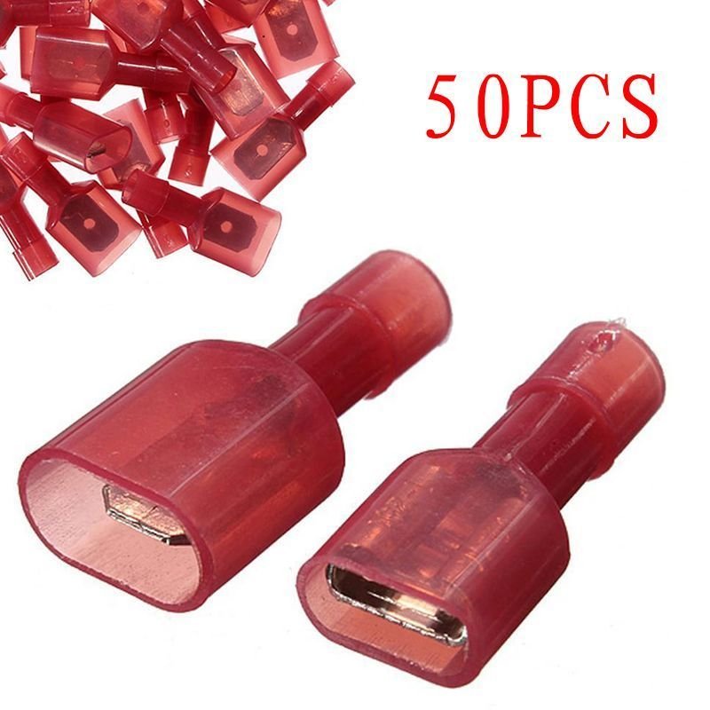 50pcs Red Male + Female Insulated Spade Wiring Crimp Terminals Connectors db