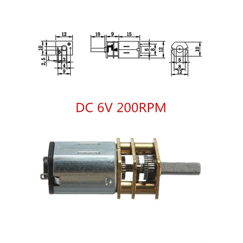 DC 6V 200RPM Mini DC Metal Gear Motor with Gearwheel Shaft Diameter N20