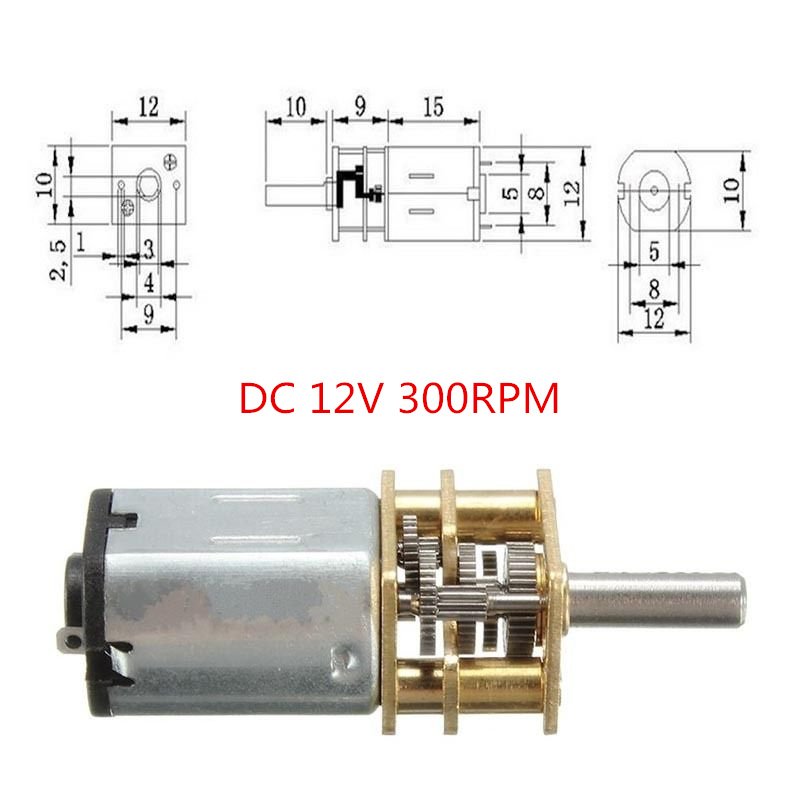 DC 12V 300RPM Mini DC Metal Gear Motor with Gearwheel Shaft Diameter N20