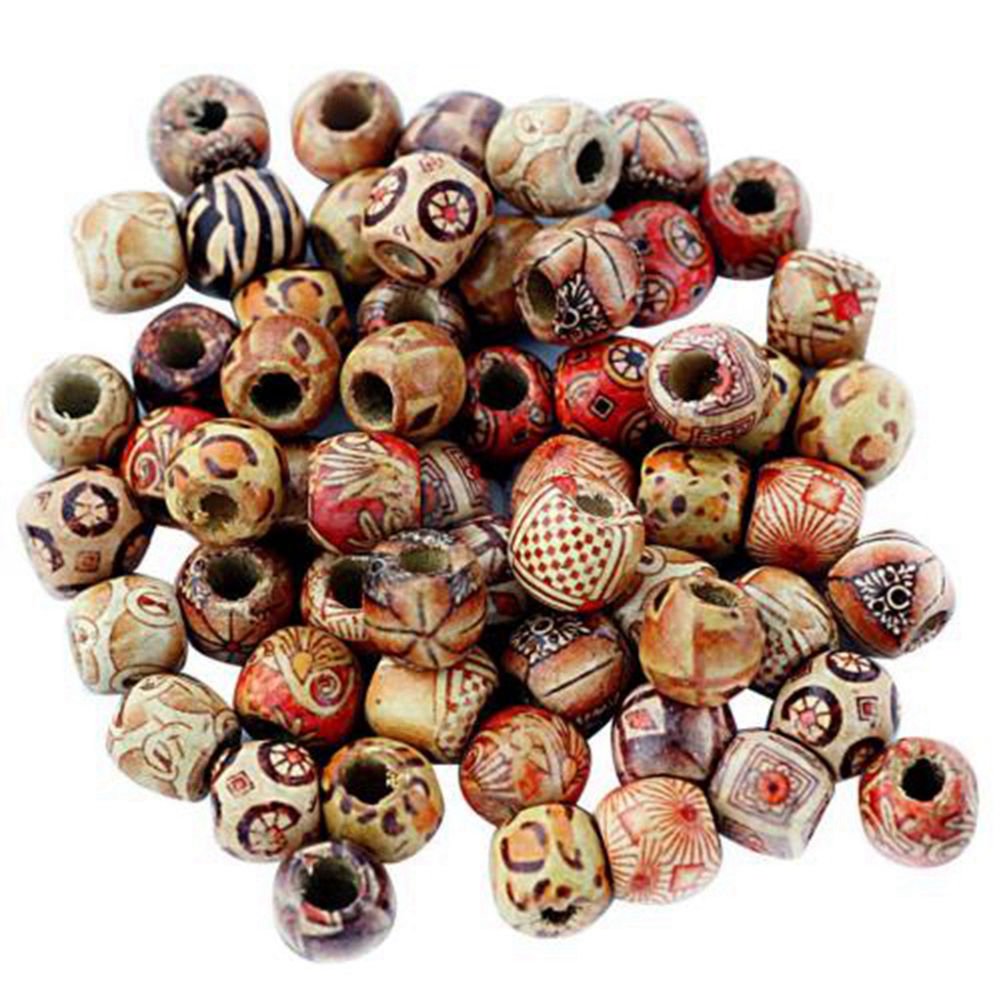 100pcs Assorted Round Wooden Beads for Jewelry 10mm