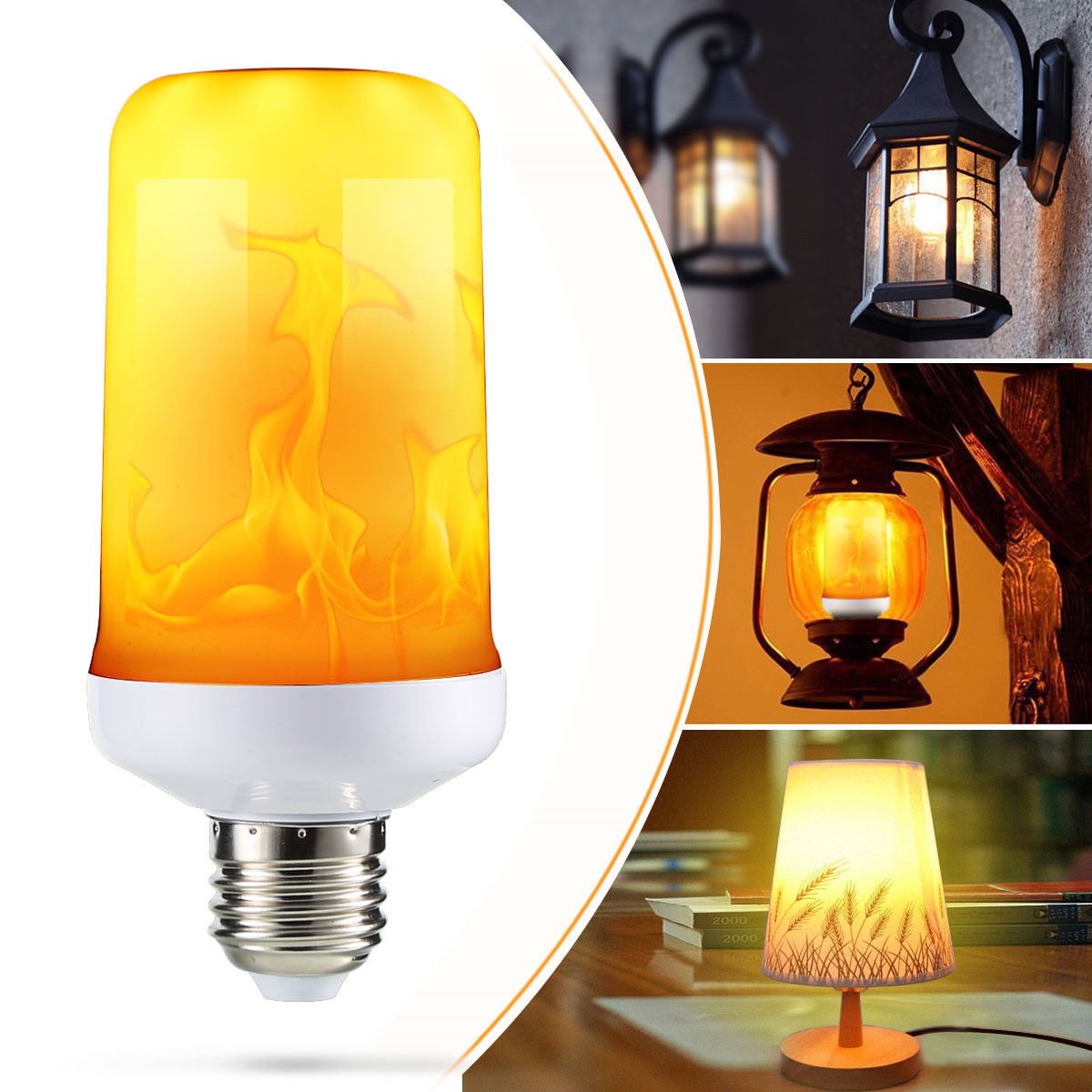 4 Modes with gravity sensor LED Flame Effect Simulated Nature Fire Light Bulb E27 9W Lampss