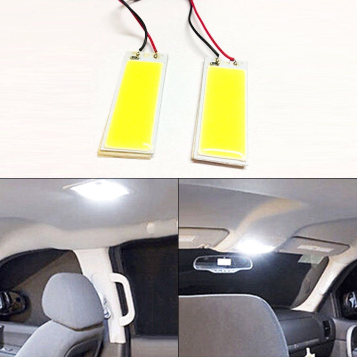 2 x White COB 36-LED Plate Car Interior Dome Light Bulb T10 Festoon 12V Lightss