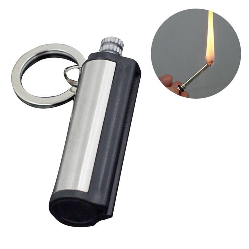 2 x Steel Fire Starter Flint Match Lighter Keychain Camping Survival Gear
