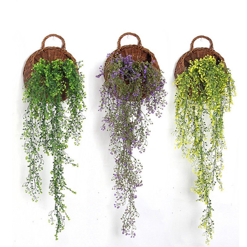 2 Pcs Yellow color Artificial Fake Silk Flower Vine Hanging Garland Home Decor