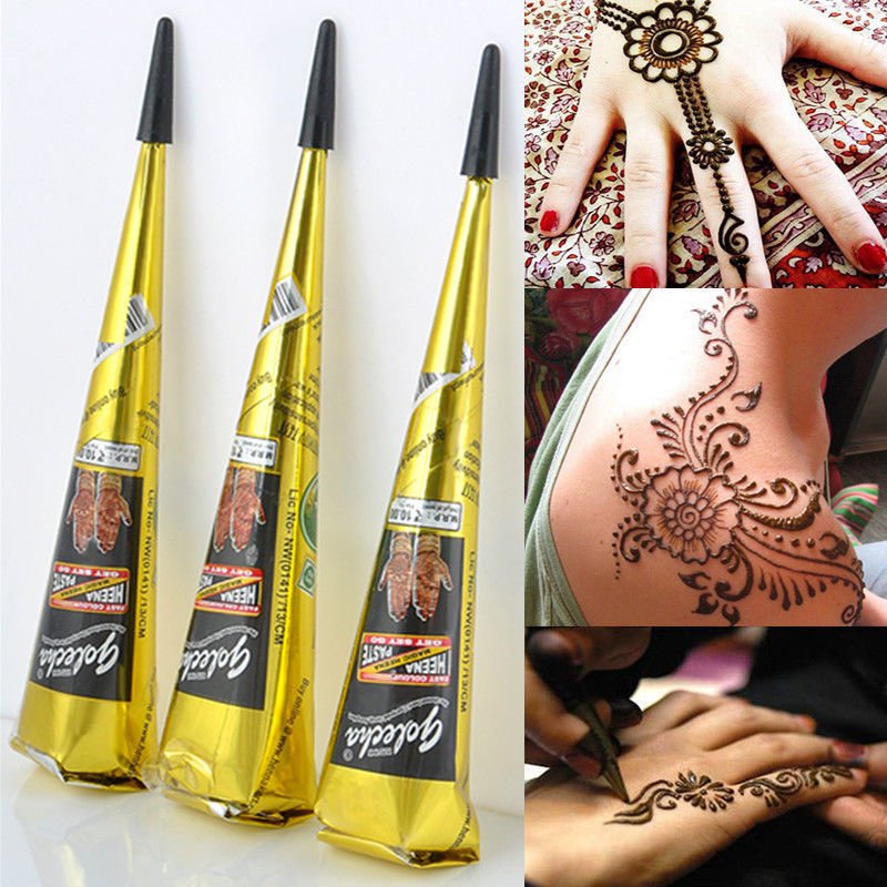 2 x Natural Herbal Henna Cones Temporary Tattoo kit Black Body Art Paint Mehandi Ink