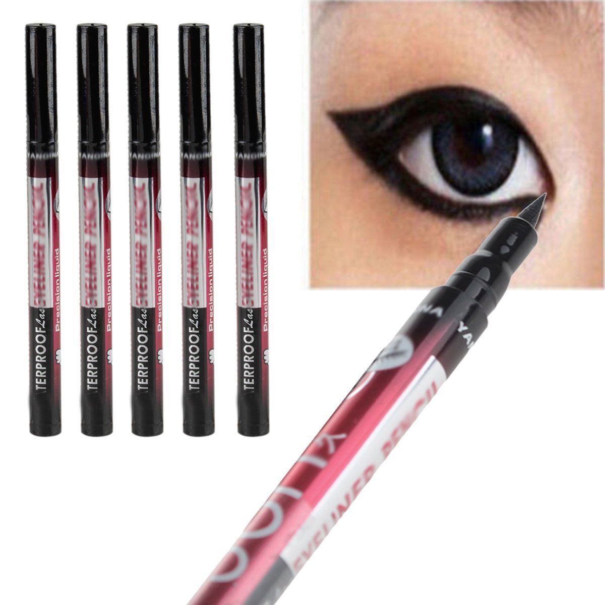 New Black Waterproof Eyeliner Liquid Eye Liner Pen Pencil x 1