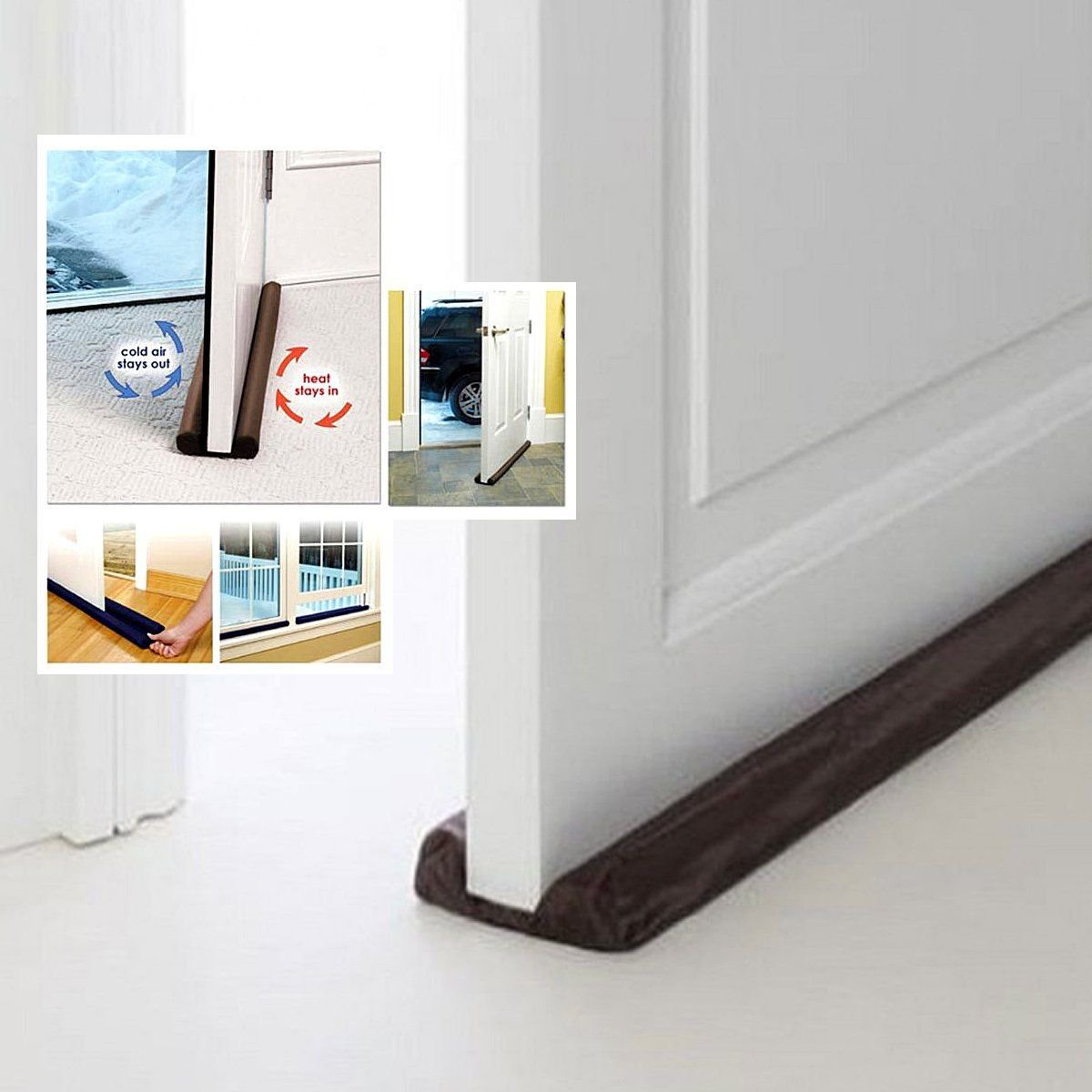 Twin Door Draft Dodger Guard Stopper Energy Saving Protector Doorstop new