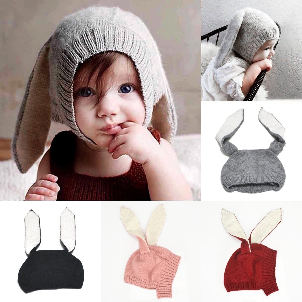 Winter Baby Toddler Kids Boy Girl Knitted Rabbit Crochet Ear Beanie Warm Hat Cap 1 pcs