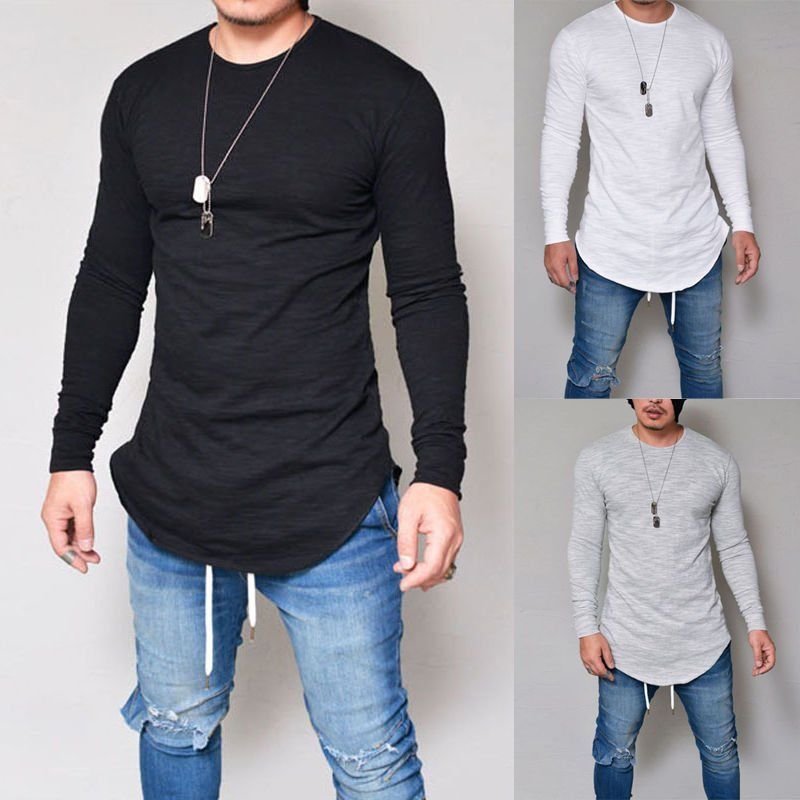 Men's Slim Fit O Neck Long Sleeve Muscle Tee Shirts Casual T-shirt Tops Blouse new