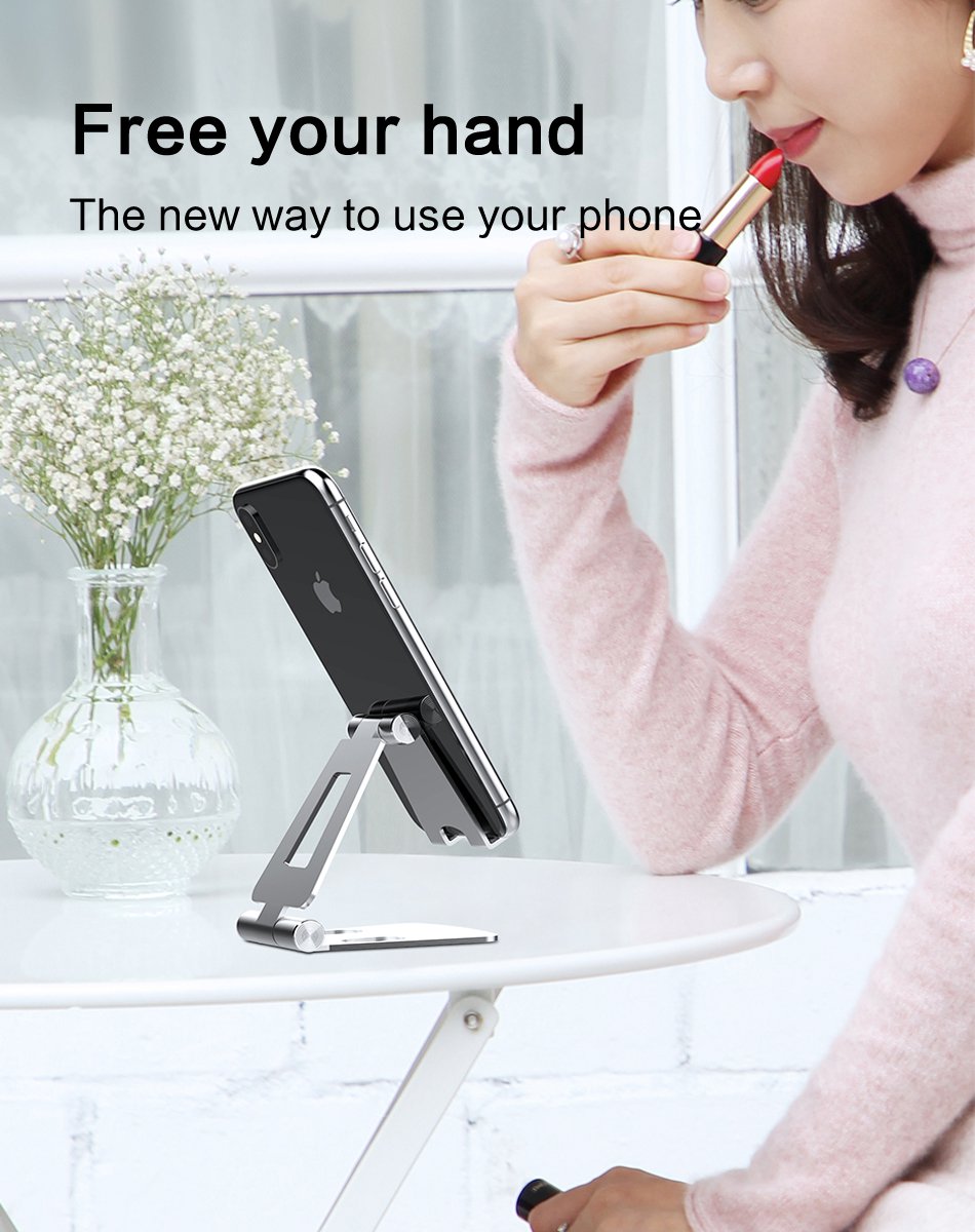 Phone Holder Stand for Xiaomi mi 9 Metal Phone Holder Foldable Mobile Holder Pho Silver
