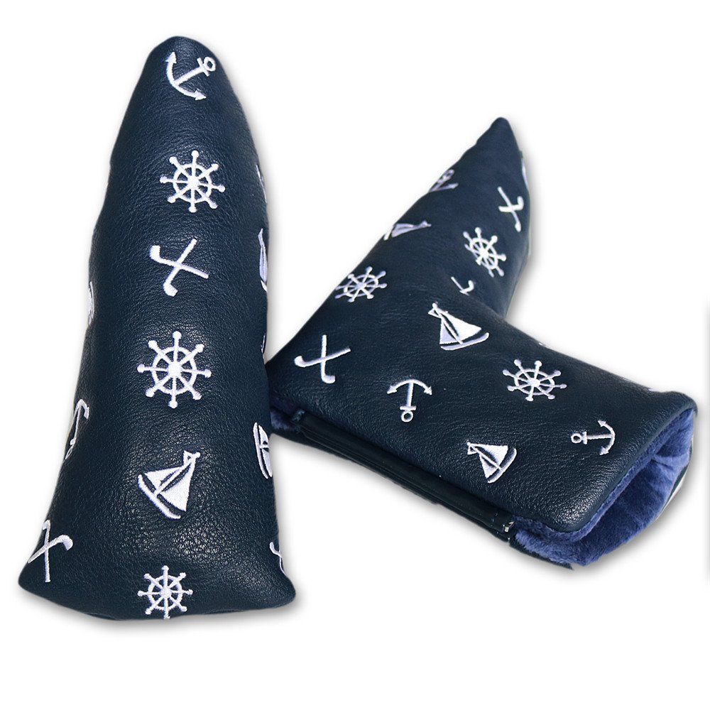 Golf Blade Club Headcover Putter Cover Ping Type Navy Style Magnetic Closure Blue