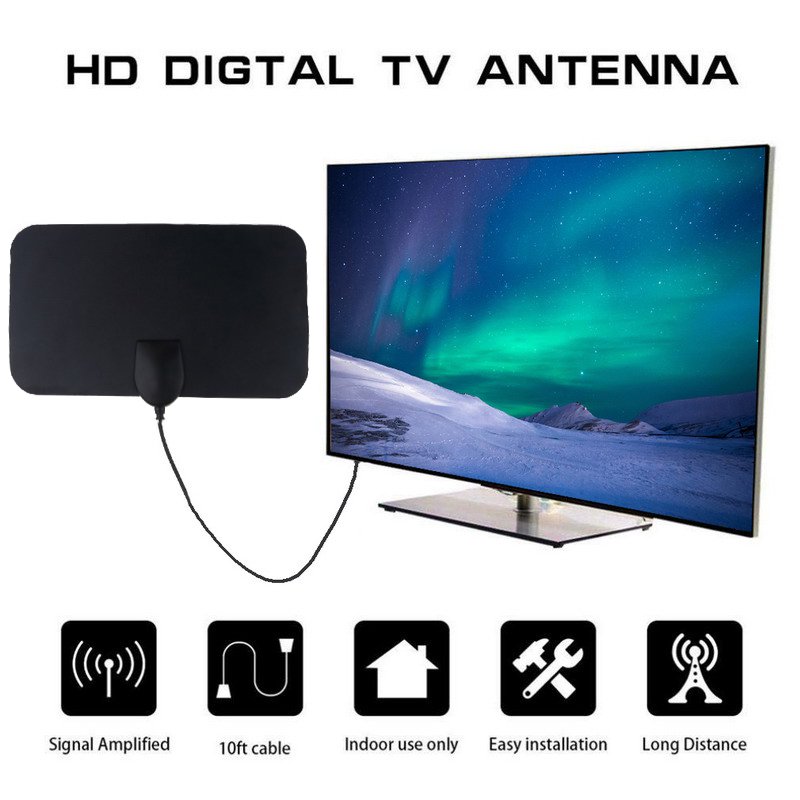 4K 25DB High Gain HD TV DTV Box Digital TV Antenna EU Plug 50 Miles Booster
