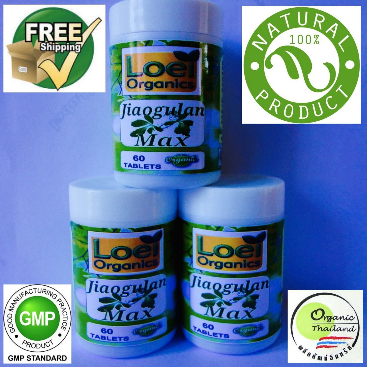 3 x 60 Jiaogulan Organic Herb Pill-100% Gynostemma pentaphyllum best Adaptogens zx