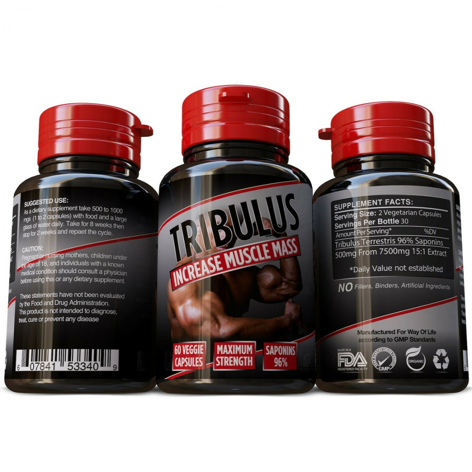 3 X Pure Tribulus Terrestris Extract Bodybuilding Bigger Muscles 96 Saponins Pills 3621