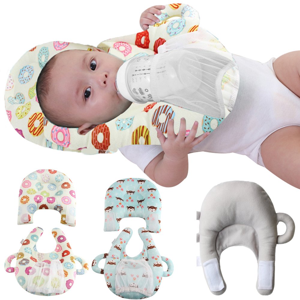 Baby Bottle Holder Feeding Pillow Infant Self Nursing pad Baby Pillow light blue
