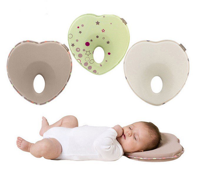 Newborn Baby Pillow Anti-rollover Pillow Infant Baby Positioning Pillow Khaki Heart