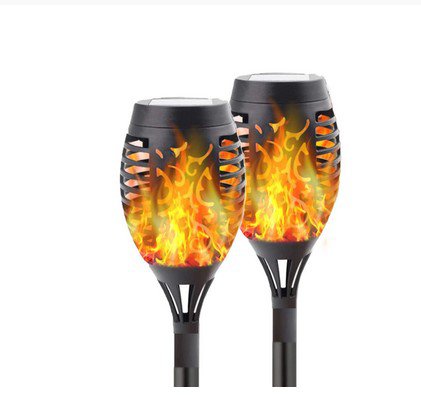 2 pcs Solar Led Light Flickering Dancing Flame Torch Lighting Waterproof Lamp