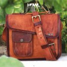 Rustic Brown Half flap Leather Messenger bag, Original Leather Vintage Style leather bag