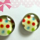 Beige Colourful polka dot Magnetic Earrings