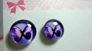 Purple Butterfly Magnetic Earrings