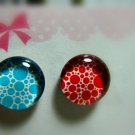 Light Blue and Red polka dots Magnetic Stud Earrings