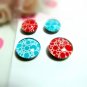 Light Blue and Red polka dots Magnetic Stud Earrings