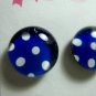 Navy Blue Polka dots Magnetic Stud Earrings