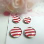 Red/White Striped Magnetic Stud Earrings