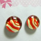 Orange Striped Magnetic Stud Earrings
