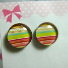 Colored Striped Magnetic Stud Earrings
