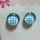 Checked Magnetic Stud Earrings