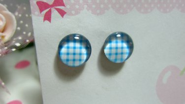 Checked Magnetic Stud Earrings