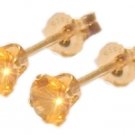 14kt 3mm Genuine Citrine Earrings