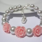 Pink Flower Pearl Bracelet
