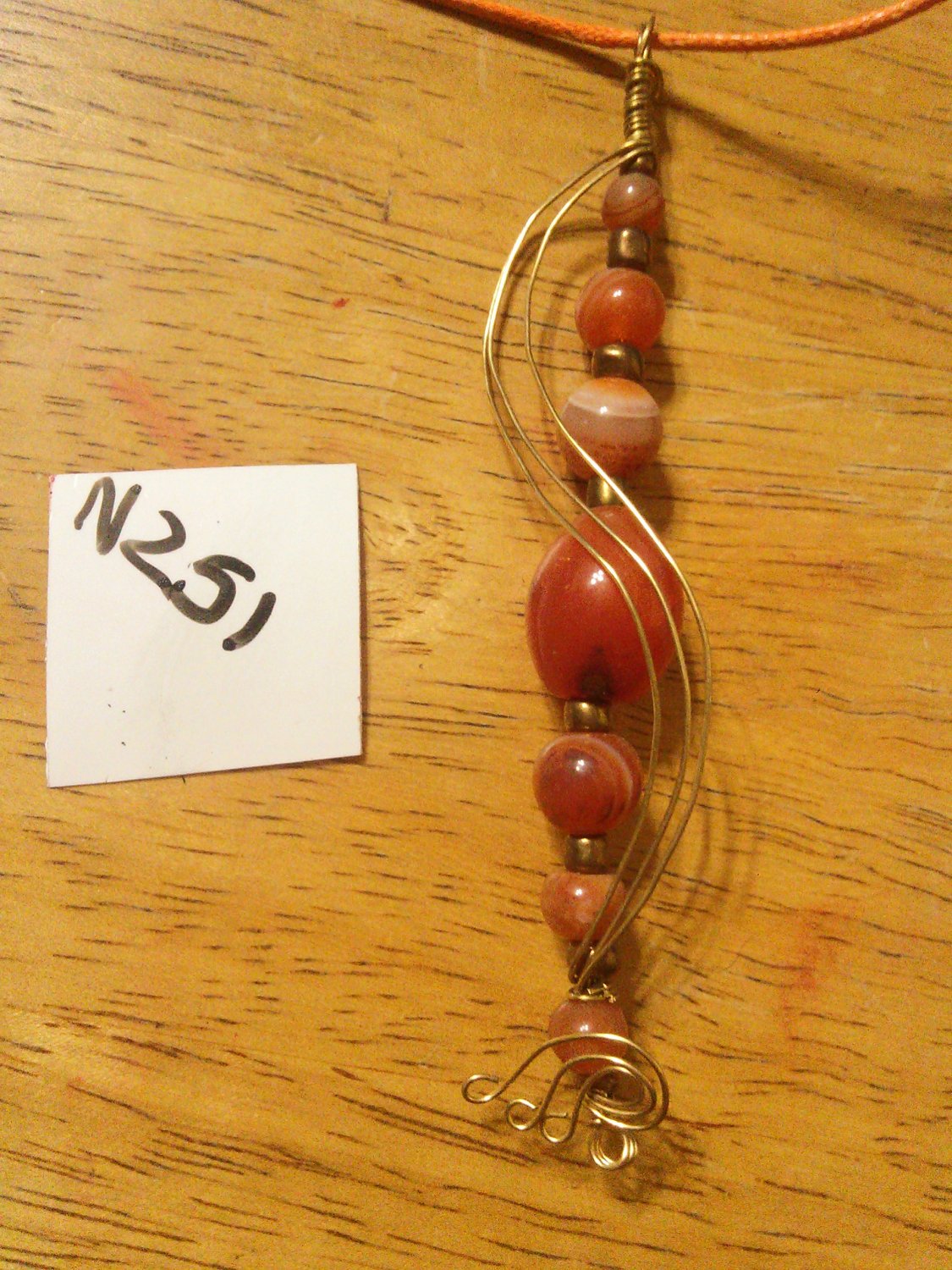 N251 Handmade Wire wrapped stone necklace.