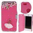 Magnetic Flip Leather Diamond Decor Bling Case For 4.7 Inch iPhone 6 Pink
